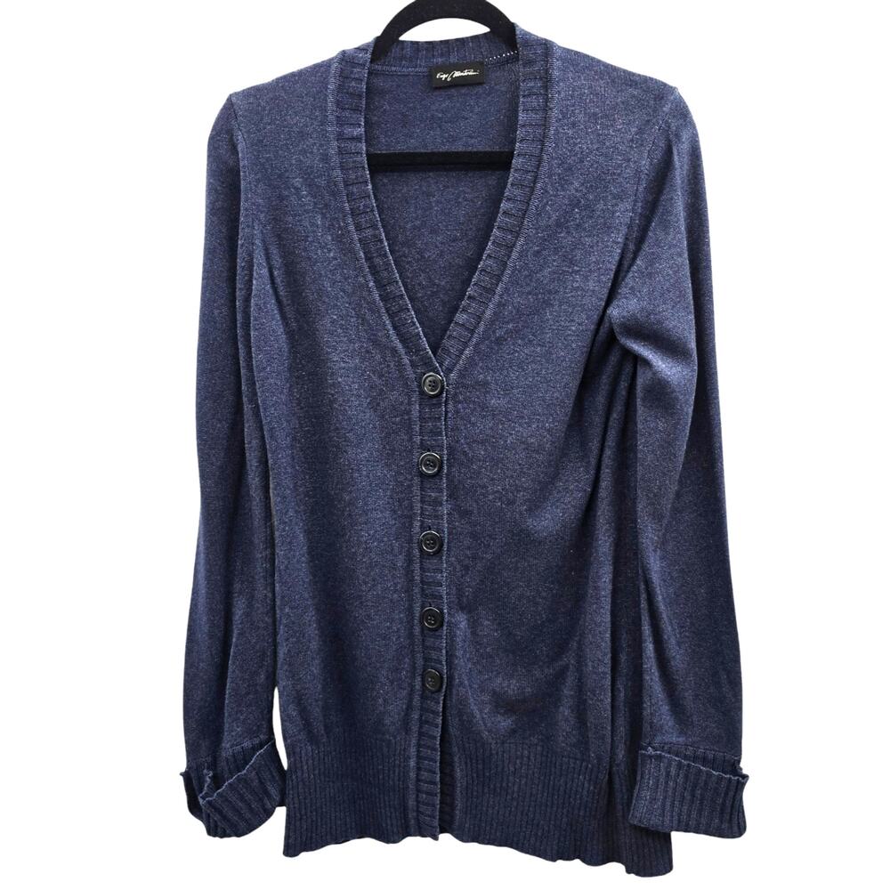 Enzo Mantovani Sweater Womens Small Blue Cashmere Silk Cardigan Academia Cozy